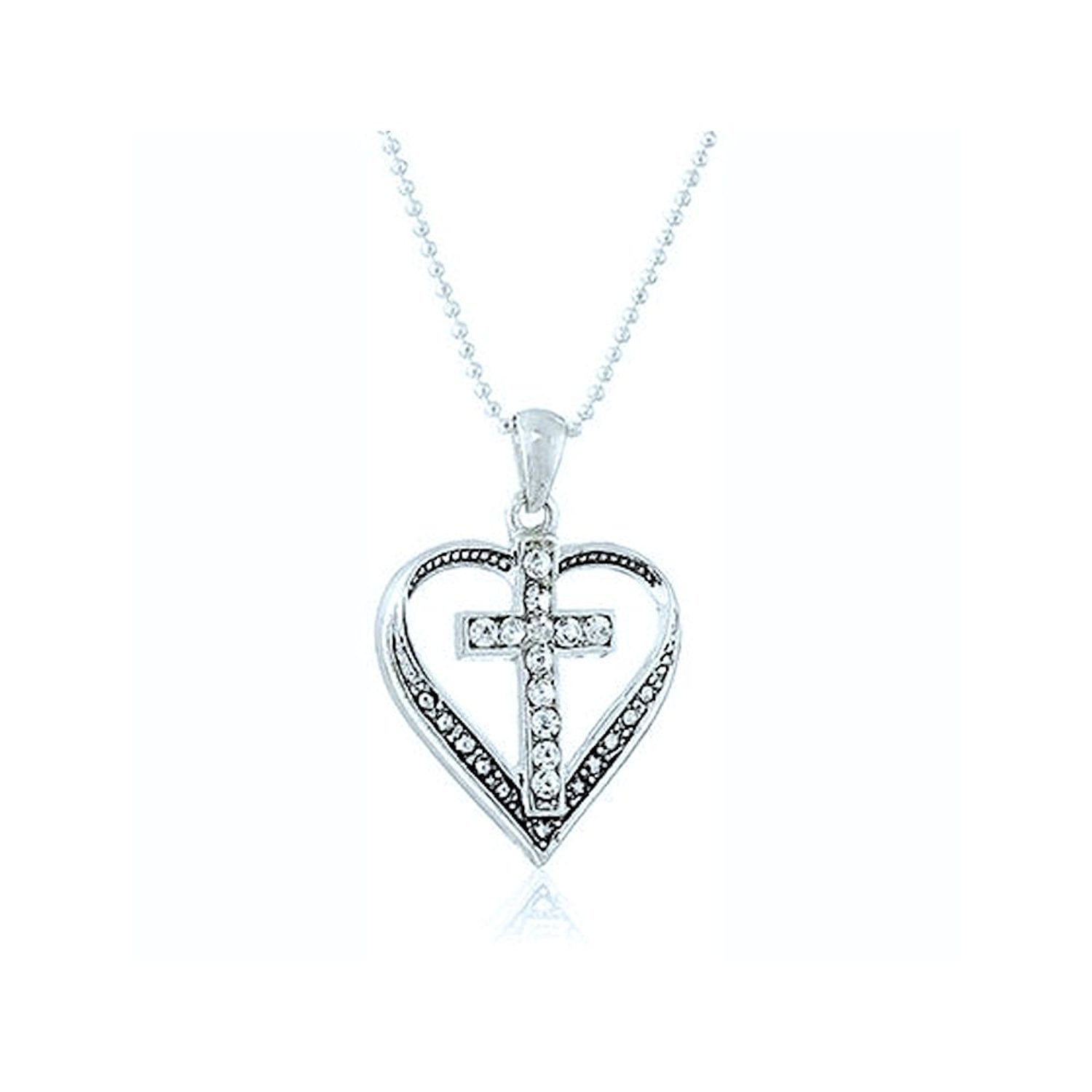 CC Heart Rhinestone Necklace 21A | Bag Religion